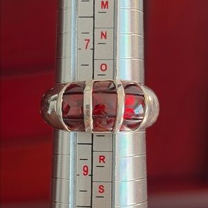 Sterling Silver and Garnet Dome Ring